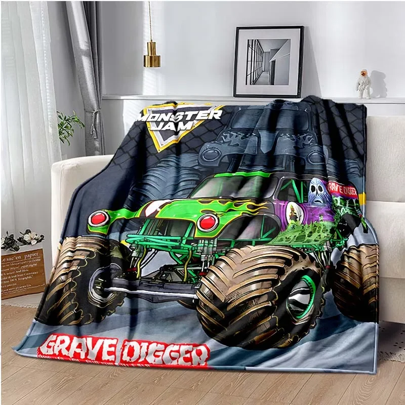 Hot Wheels Car Monster Trucks - モンスタージャム グレイブディガー トラック ホットホイール ソファブランケット 軽量で暖かい断熱ブランケット