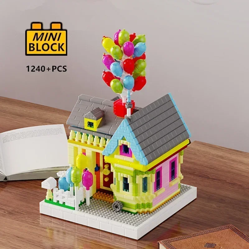 Building Block Mini - マイクロミニブロックバルーンフライハウスフレンズストリートビューモデルビルディングブロックレンガおもちゃ男の子女の子ゲームギフト
