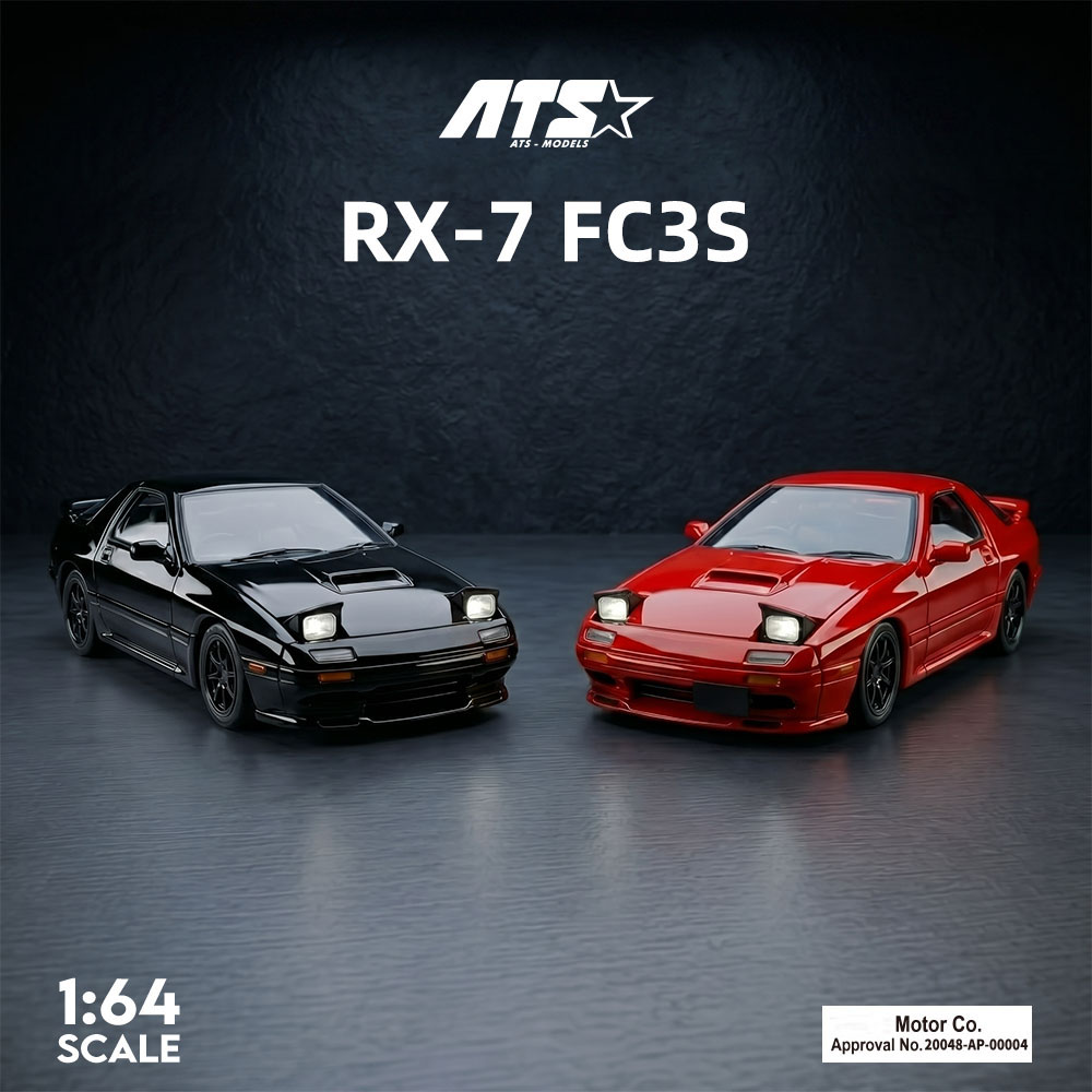Die Cast Car 1 64 - ATS 1:64 スケール RX-7 FC3S ダイキャストカーモデル赤と黒の合金シミュレーション車両収集価値のあるおもちゃギフト