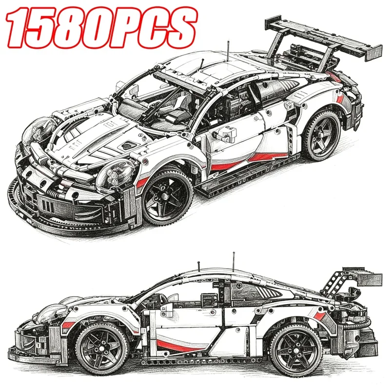 1580ピース 1:8スケール RSRレースカービルディング - Lego Set Technic のレビューと価格