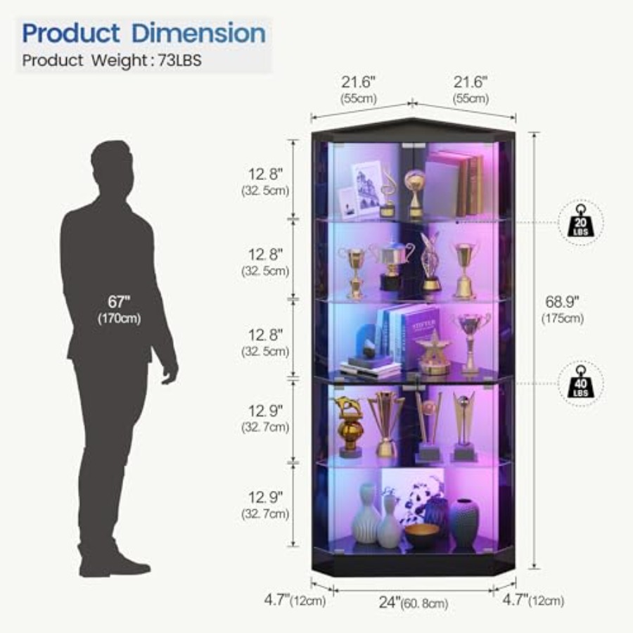 小売店向けRGBライトと人感センサー付きコーナーディスプレイ - Display Case Acrylic のレビューと価格
