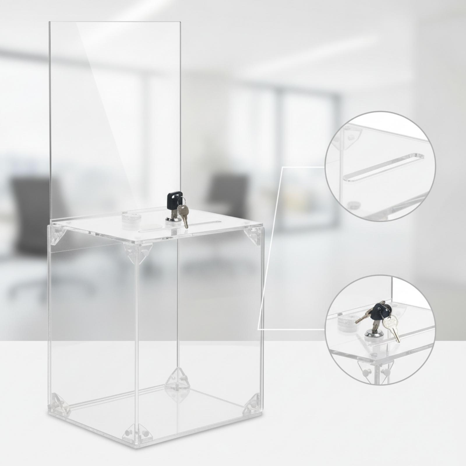鍵付きで封筒を収納できるアクリル製寄付箱。教会、オフィス、イ - Display Case Acrylic のレビューと価格